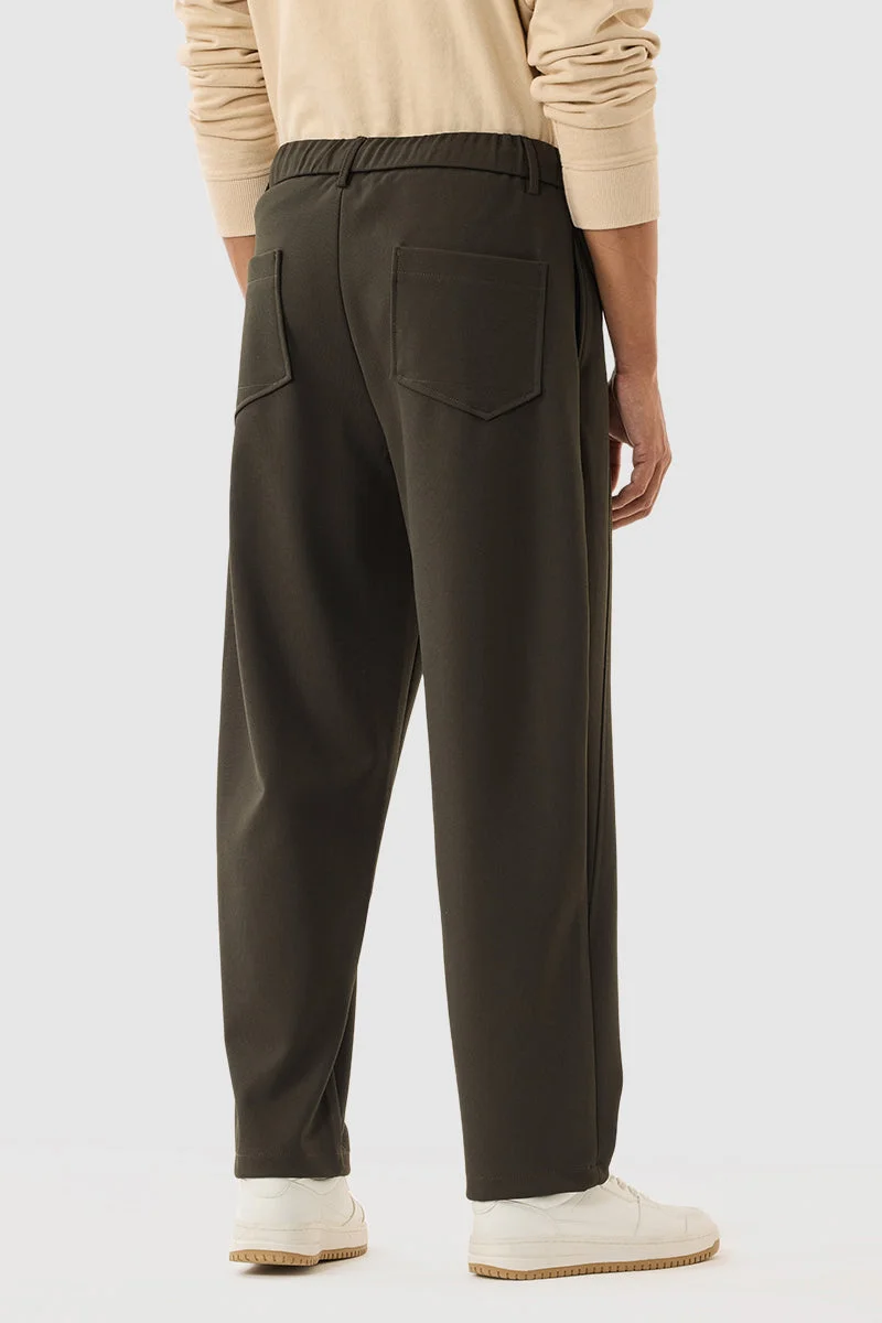 Snitch Olive Olive Regular Fit Trousers for Men | Best Price UAE